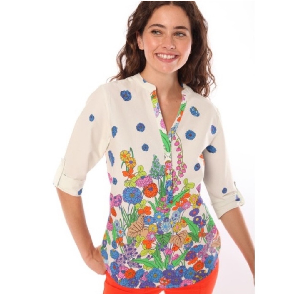 Floral Print Women's Top - Cream